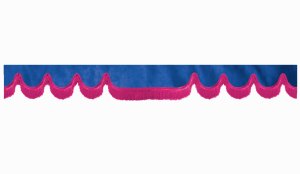 Wildlederoptik Lkw Scheibenbordüre mit Fransen, doppelt verarbeitet dunkelblau pink Wellenform 23 cm