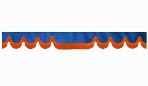 Wildlederoptik Lkw Scheibenbord&uuml;re mit Fransen, doppelt verarbeitet dunkelblau orange Wellenform 23 cm