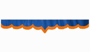 suedelook truck pane border with fringes, Double processed  dark blue orange V-form 23 cm