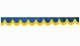 Wildlederoptik Lkw Scheibenbordüre mit Fransen, doppelt verarbeitet dunkelblau gelb Bogenform 23 cm