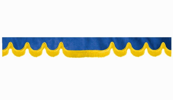 suedelook truck pane border with fringes, Double processed  dark blue yellow Wave form 23 cm