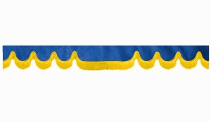 Wildlederoptik Lkw Scheibenbordüre mit Fransen, doppelt verarbeitet dunkelblau gelb Wellenform 23 cm