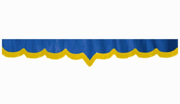 Suède-look truckschijfrand met franjes, dubbele afwerking donkerblauw geel V-vorm 23 cm