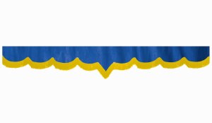 Wildlederoptik Lkw Scheibenbordüre mit Fransen, doppelt verarbeitet dunkelblau gelb V-form 23 cm