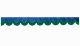 Wildlederoptik Lkw Scheibenbordüre mit Fransen, doppelt verarbeitet dunkelblau grün Bogenform 23 cm