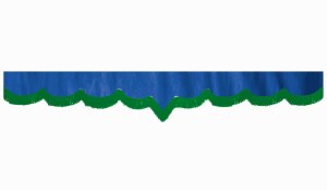 Wildlederoptik Lkw Scheibenbordüre mit Fransen, doppelt verarbeitet dunkelblau grün V-form 23 cm