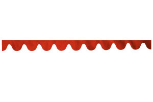 Wildlederoptik Lkw Scheibenbord&uuml;re mit Fransen, doppelt verarbeitet rot ohne Fransen Bogenform 23 cm