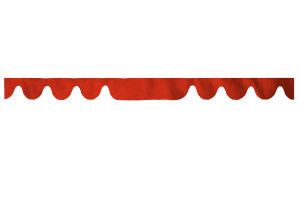 Wildlederoptik Lkw Scheibenbordüre mit Fransen, doppelt verarbeitet rot ohne Fransen Wellenform 23 cm