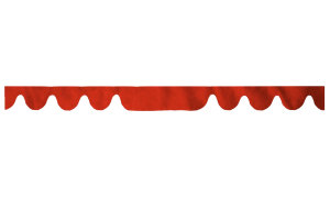 Wildlederoptik Lkw Scheibenbord&uuml;re mit Fransen, doppelt verarbeitet rot ohne Fransen Wellenform 23 cm