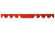 Wildlederoptik Lkw Scheibenbordüre mit Fransen, doppelt verarbeitet rot ohne Fransen Wellenform 23 cm