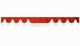 Wildlederoptik Lkw Scheibenbordüre mit Fransen, doppelt verarbeitet rot weiß Wellenform 23 cm