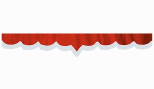 Skivbård i mockalook med fransar, dubbelbearbetad rödvit V-form 23 cm
