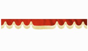 Wildlederoptik Lkw Scheibenbord&uuml;re mit Fransen, doppelt verarbeitet rot beige Wellenform 23 cm