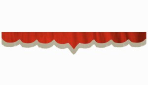 suedelook truck pane border with fringes, Double processed  red beige V-form 23 cm