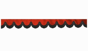 Wildlederoptik Lkw Scheibenbord&uuml;re mit Fransen, doppelt verarbeitet rot schwarz Bogenform 23 cm