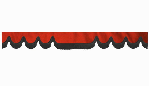 suedelook truck pane border with fringes, Double processed  red black Wave form 23 cm