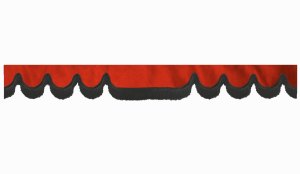 Wildlederoptik Lkw Scheibenbord&uuml;re mit Fransen, doppelt verarbeitet rot schwarz Wellenform 23 cm