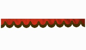 Wildlederoptik Lkw Scheibenbord&uuml;re mit Fransen, doppelt verarbeitet rot braun Bogenform 23 cm