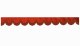 Skivbård i mockalook med fransar, dubbelbearbetad röd bordeaux bågform 23 cm