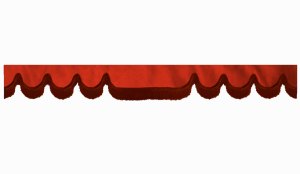 Wildlederoptik Lkw Scheibenbord&uuml;re mit Fransen, doppelt verarbeitet rot bordeaux Wellenform 23 cm
