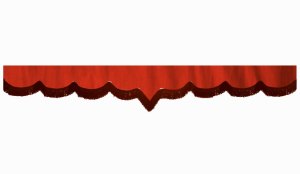Wildlederoptik Lkw Scheibenbord&uuml;re mit Fransen, doppelt verarbeitet rot bordeaux V-form 23 cm
