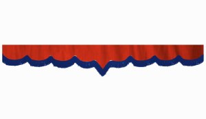 Wildlederoptik Lkw Scheibenbord&uuml;re mit Fransen, doppelt verarbeitet rot blau V-form 23 cm