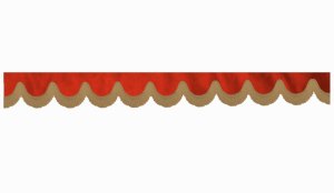 Wildlederoptik Lkw Scheibenbord&uuml;re mit Fransen, doppelt verarbeitet rot caramel Bogenform 23 cm
