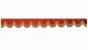 Wildlederoptik Lkw Scheibenbordüre mit Fransen, doppelt verarbeitet rot caramel Bogenform 23 cm