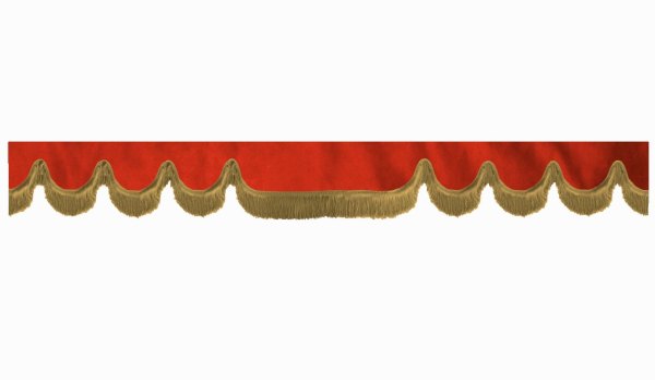 suedelook truck pane border with fringes, Double processed  red caramel Wave form 23 cm