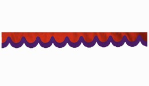 Wildlederoptik Lkw Scheibenbord&uuml;re mit Fransen, doppelt verarbeitet rot flieder Bogenform 23 cm
