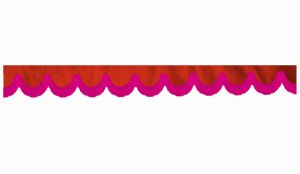 Wildlederoptik Lkw Scheibenbordüre mit Fransen, doppelt verarbeitet rot pink Bogenform 23 cm