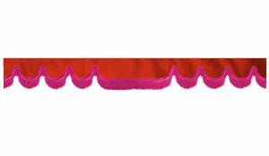 suedelook truck pane border with fringes, Double processed  red pink Wave form 23 cm