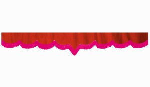 suedelook truck pane border with fringes, Double processed  red pink V-form 23 cm