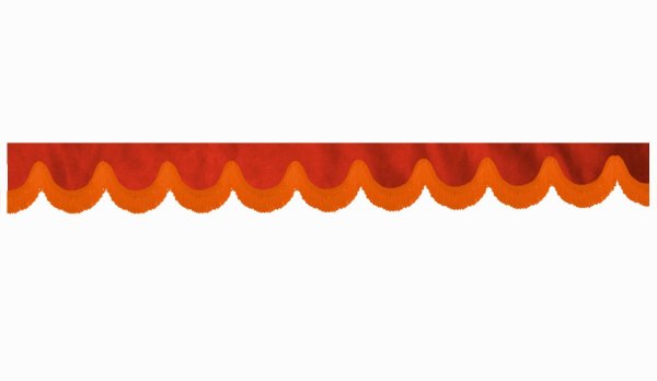 suedelook truck pane border with fringes, Double processed  red orange shape 23 cm