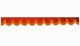 Wildlederoptik Lkw Scheibenbordüre mit Fransen, doppelt verarbeitet rot orange Bogenform 23 cm