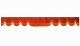 Wildlederoptik Lkw Scheibenbordüre mit Fransen, doppelt verarbeitet rot orange Wellenform 23 cm