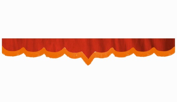 Wildlederoptik Lkw Scheibenbordüre mit Fransen, doppelt verarbeitet rot orange V-form 23 cm