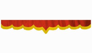 Wildlederoptik Lkw Scheibenbord&uuml;re mit Fransen, doppelt verarbeitet rot gelb V-form 23 cm
