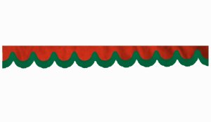 Wildlederoptik Lkw Scheibenbordüre mit Fransen, doppelt verarbeitet rot grün Bogenform 23 cm