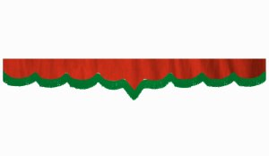 suedelook truck pane border with fringes, Double processed  red green V-form 23 cm