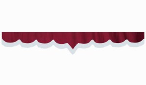 suedelook truck pane border with fringes, Double processed  bordeaux white V-form 23 cm
