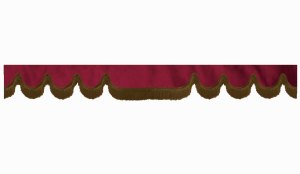 suedelook truck pane border with fringes, Double processed  bordeaux brown Wave form 23 cm