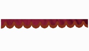 Skivbård i mockalook med fransar, dubbelbearbetad bordeaux bordeaux bågform 23 cm
