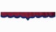 Skivbård med fransar, mockaeffekt, dubbelarbetad, vinrödblå V-form 23 cm