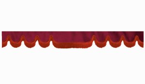 Wildlederoptik Lkw Scheibenbordüre mit Fransen, doppelt verarbeitet bordeaux rot Wellenform 23 cm