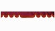 Wildlederoptik Lkw Scheibenbordüre mit Fransen, doppelt verarbeitet bordeaux rot Wellenform 23 cm