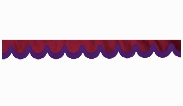 Skivbård med fransar, Suede-look lorry, dubbelarbetad bordeaux lila bågform 23 cm