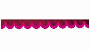 Wildlederoptik Lkw Scheibenbordüre mit Fransen, doppelt verarbeitet bordeaux pink Bogenform 23 cm