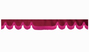 Wildlederoptik Lkw Scheibenbordüre mit Fransen, doppelt verarbeitet bordeaux pink Wellenform 23 cm