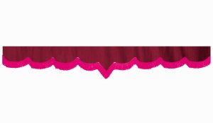 Wildlederoptik Lkw Scheibenbord&uuml;re mit Fransen, doppelt verarbeitet bordeaux pink V-form 23 cm
